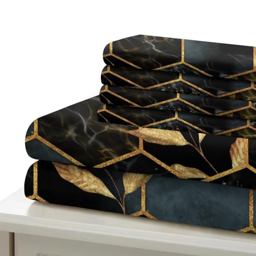 Drap de couette 3 pièces microfibre motif hexagonal 3D 200x200cm housse de couette