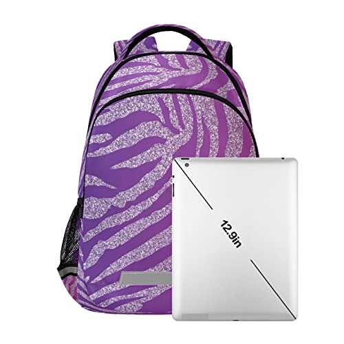 Kcldeci Zebra Print Safari Animal Purple Glitter Kids Backpack Elementary Backpacks Girls Boys School Bag Bookbag Daypack Travel Bag Rucksack #TOP6