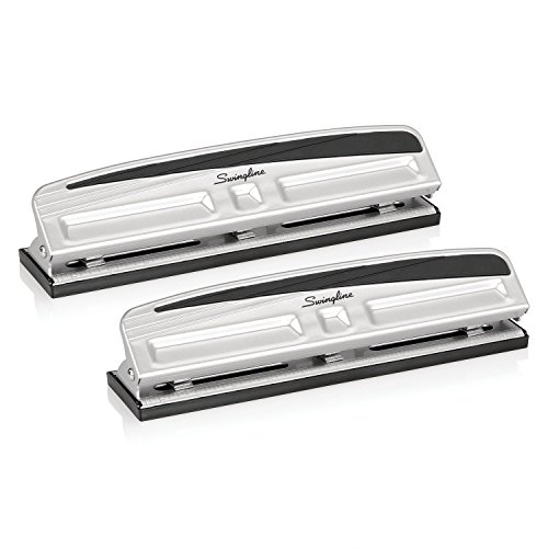 Swingline Desktop Hole Punch, Hole Puncher, Pro Punch, Adjustable, 2-3 Holes, 10 Sheet Punch Capacity, Black/Silver, 2 Pack (A7074066Az) #TOP23