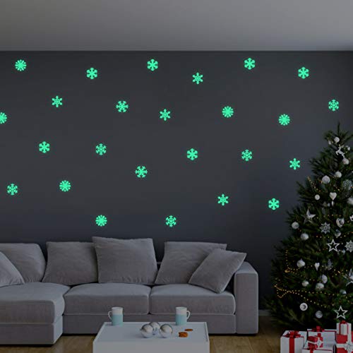 Tinksky Glow In The Dark Snowflakes Decals Christmas Wall Stickers Window Clings Blue Pack Of 50 #TOP1