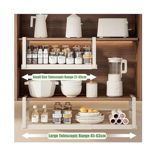 Regulowany teleskopowy stojak do przechowywania pod półką ze stali nierdzewnej – kompaktowa czarna kuchnia na przyprawy, zioła i małe przedmioty