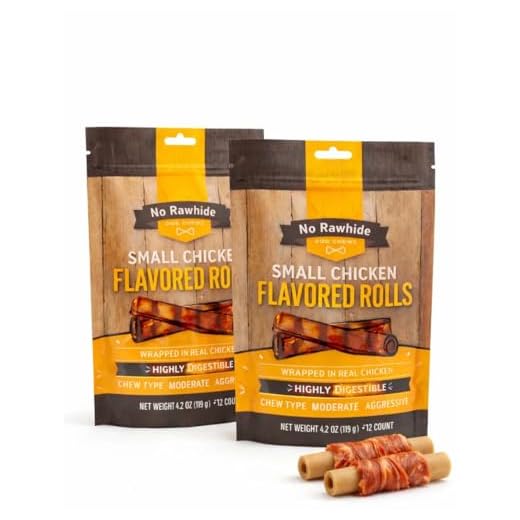No Rawhide Chicken Rolls for Dogs & Puppies – Grain Free Highly Digestible Dog Chews (24 Rolls) No Hide Dog Treats Rawhide Free Chicken Wrapped Long Lasting Dog Bones Natural Chew (Packaging May Vary)