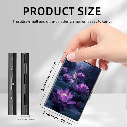 Metal Wallet, Minimalist Aluminum RFID Wallet & Credit Cards Wallets, Purple Lotus Flowers Slim Mini RFID Blocking Credit Card Holder for Men & Women, 6 Slots Front Pocket Card Case2