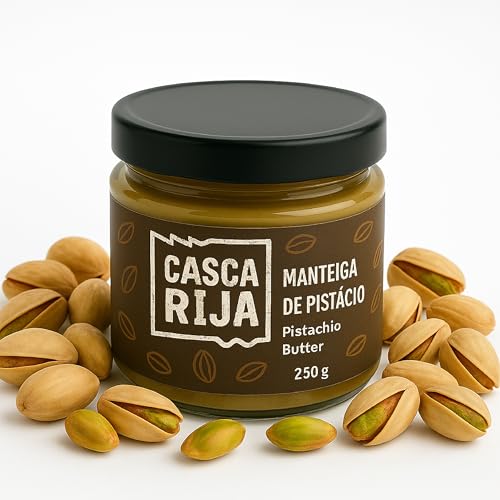 CASCA RIJA: Crema de Pistacho 250g | 99,8% Granos de Pistacho con Piel + 0,01% Canela Molida + 0,01% Jengibre em Polvo | 100% Natural y Cremosa Sin Trozos de Pistachos, Vegan