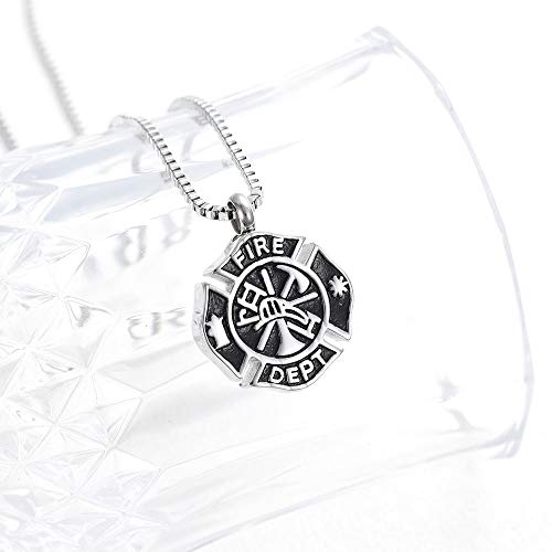 XSMZB Cremation Jewelry for Ashes Firefighter Pendant Locket Stainless Steel Keepsake Fire Dept Urn Necklace Memorial Ash Jewelry3