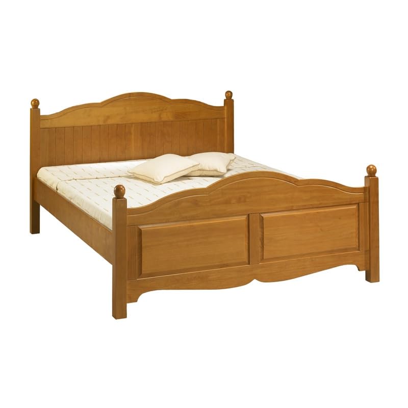 ACTUAL DIFFUSION Lit 2 Places Pin Massif Miel Couchage 160x200 Style Anglais L 169 H 100 P 208 cm