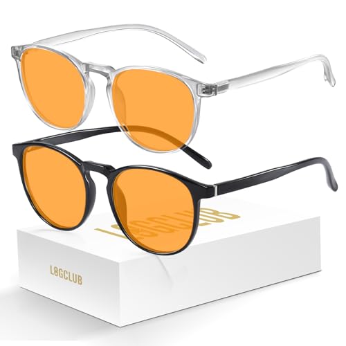Image of 2 Pack Blue Light Glasses For Woman /Men Blue Retro Round Light Blocking Glasses