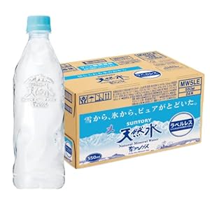 サントリー 天然水 ラベルレス ナチュラルミネラルウォーター 550ml×24本" 