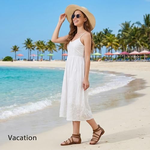Image of youngshow Women's Braided Strappy Sandals - Open Toe Dressy Gladiator Flat Sandals with Back Zipper, Casual Summer Beach Shoes