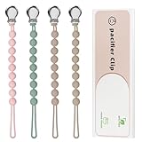 Pacifier Clips for Baby Girls - Loviomad Silicone Paci Clip for Philips Avent Soothie Binky Holder, Baby Newborn Essentials Shower Birthday Gift Round(4-Pack)