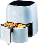 Charmi 5QT Air Fryer – Beautiful Retro Design, Stylish Countertop Look, Safe Auto Shutoff, Digital Touchscreen, 8 Cooking Presets, Digital Recipes Included (Pastel Blue)