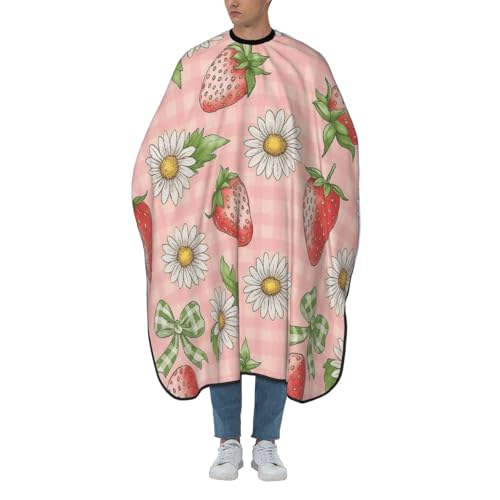 Capa de peluquería para cortes y colores en salones bata con diseño de fresa y flor