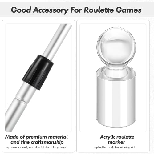 JellyArch Telescopic Roulette Chip Rake and Roulette Marker Adjustable Poker Chip Rake Receiving Acrylic Win Marker for Wheel Table Casino Las Vegas Game