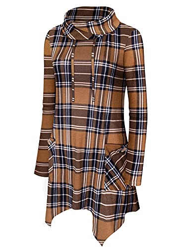 Image of Bulotus Womens Sweaters 2025 Winter Cowl Neck Long Asymmetrical Tunic Sweaters for Leggings Holiday Vacation Tops