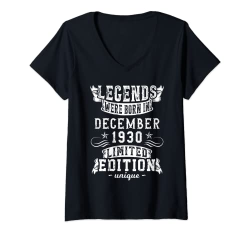 Mujer Cumpleaños Diciembre 1930 Edición Limitada Regalo Vintage Camiseta Cuello V