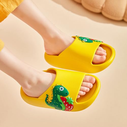 Cute Cartoon Design Kids Sandals Boys Toddler Girls Dinosaur Slippers Friendly Shoes for Beach Pool Shower Indoor and Outdoor Use(Little Kid 10.5-11.5(175mm), Yellow)2