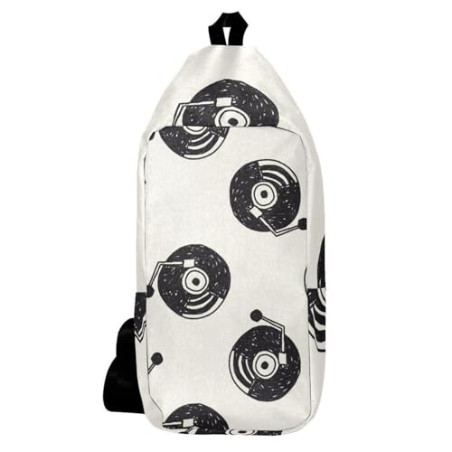 Sac à dos à bandoulière musique doodle pour randonnée et voyage 16x36.5cm
