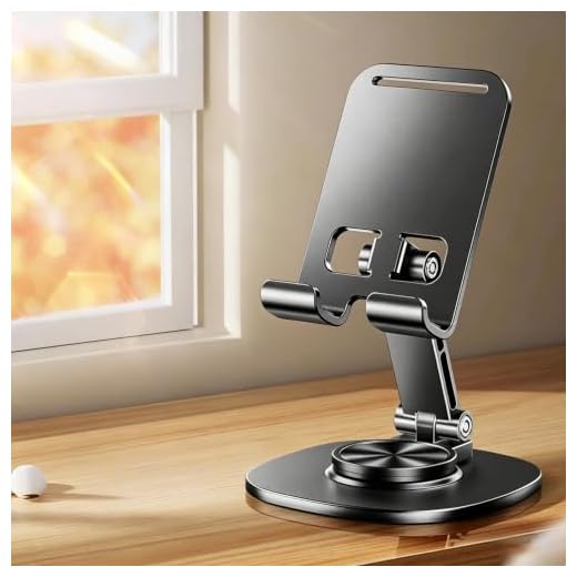 Rotatable Cell Phone Stand, Metal Portable Phone Holder for Desk, 360°Stand, Desktop Phone Holder for Phone, Pad (Metallic Gray)