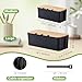 Cord Organizer Box Black 2 Pack, Wooden Cable Management Box with Cable Clip Holders and Reusable Cable Ties, Cord Management Box Cable Organizer Box with Bamboo Lid for Power Strip Extension Cord