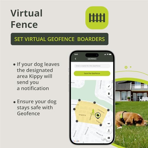 Kippy Dog GPS voor honden - Waterdichte GPS-tracker voor halsband - Gezondheids- en activiteitsmeter met virtuele omheining en meldingen - Groen - Afbeelding 6