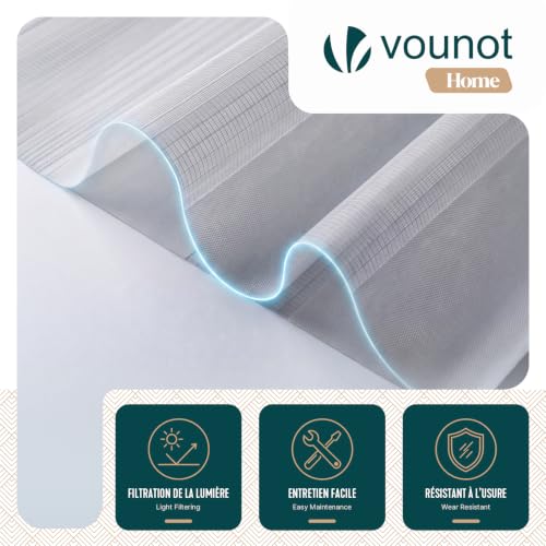 VOUNOT Set di 2 Tenda a Rullo Doppia Strato Oscurante Giorno e Notte, Catenella Laterale, Bande Trasparenti e Opache, Tenda Interno Zebra Blinds Grigio, 50 x 150 cm - Immagine 3