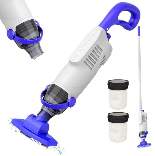 Nichro Aspirador de Piscina Inalámbrico a Batería 18 GPM, Limpiafondos Piscina Manual con Filtros de Malla 300 y 500 Micras, 60 Min Autonomía para SPA, Jacuzzi y Piscinas
