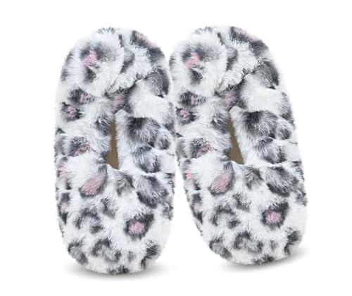 Image of DICUIRD Womens Cozy&Warm Soft Sole Slipper Socks with Grippers-Girls Teddy Fleece Indoor Slipper with Non-skid Bottoms