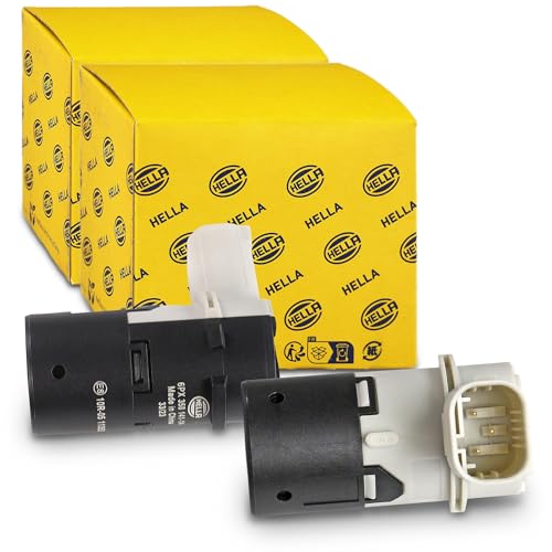 HELLA 6PX 358 141-141 Sensor, Einparkhilfe - gewinkelt - 3-polig - gesteckt - lackierbar
