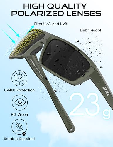 Image of ATTCL Polarized Sunglasses Men for Fishing: UV Protection Lightweight TR90 Sports Wrap Sun Glasses Driving Golf Running