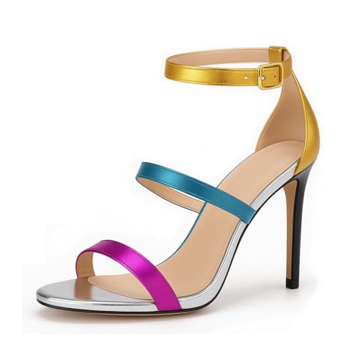 Sandales multicolores à talons aiguilles élégantes pour femme