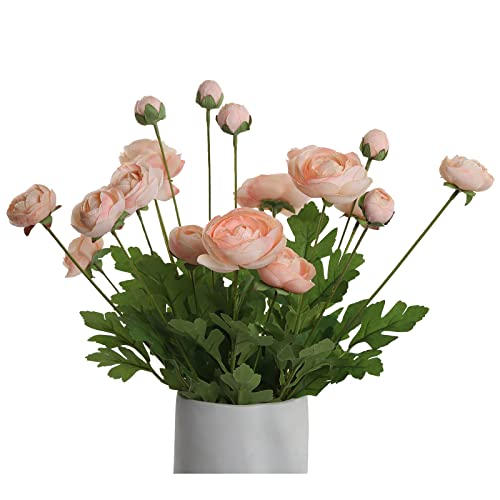 Artificial Persian Silk Flowers Buttercup (Asian Buttercup 5 Bundles),Suitable for Core Decorations,Weddings,Homes,Artistic Decorations,and Props (Cream Yellow)
