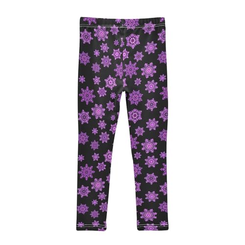 senya Girls Printed Leggings Yoga Pants Purple Snowflake Pattern for Kids in 4t to 10 Years, 4T2