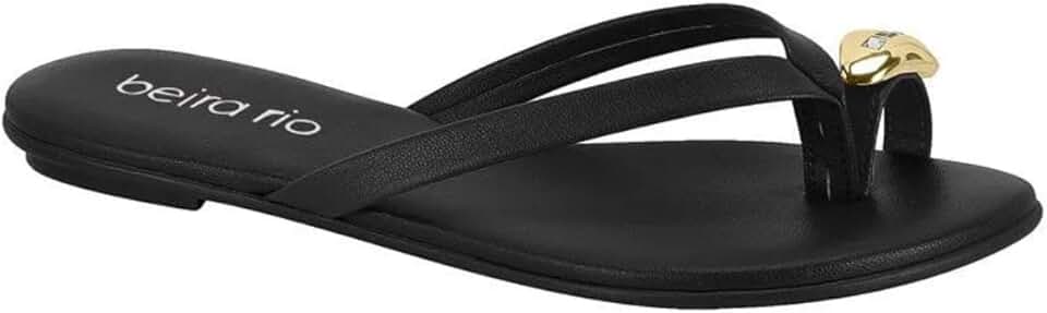 Sandália Rasteira Feminina Beira Rio – Napa Ring Toe, Leve, Confortável e para Uso No Dia a Dia