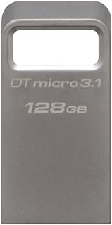 Kingston DataTraveler Micro 128 GB USB Flash Drive | Design de metal premium ultra pequeno | USB 3.2 Gen 1 | Velocidades até 200 MB/s | DTMC3G2/128 GB