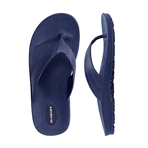 Okabashi Mens Surf Flip Flops - Sandals, L - (M 9-10), Navy