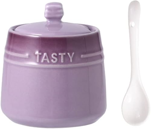 Miniatura 18 de Colorido tarro de especias de cerámica caja de condimentos olla de condimentos azucarero con tapa cuchara rojo Rojo