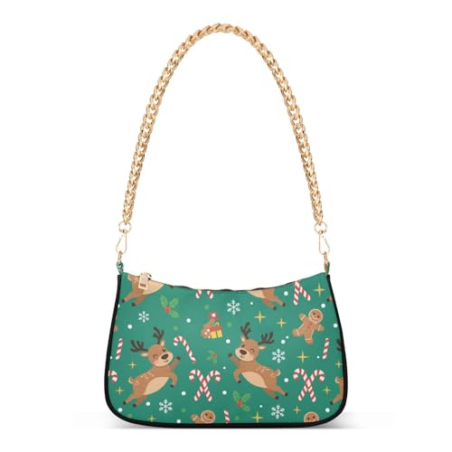 Sac à bandoulière marron motif renne pour femme