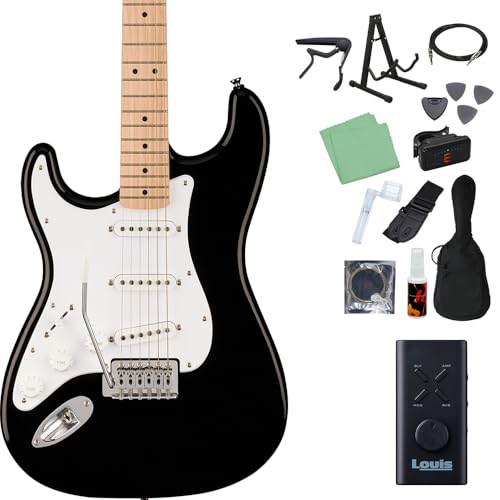 Squier by Fender SONIC STRATOCASTER エレキギター初心者14点セット【ヘッドホンアンプ付き】 Maple-BLKLH(ブラック)左利き用 ストラトキャスター スクワイヤー/スクワイア