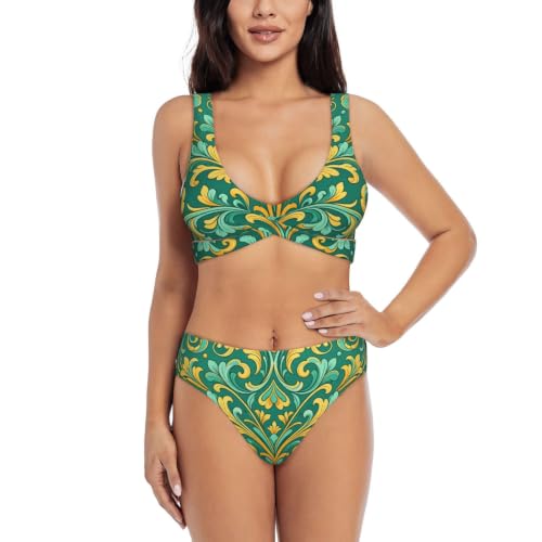 Maillot de bain deux pièces Arabesque Vine haut de gamme réglable