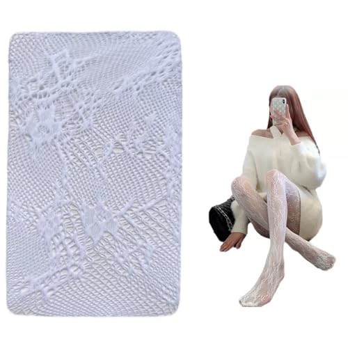 TSUOUKL Medias Blancas Mujer con Encaje Floral, 1 Par - Diseño Ahuecado Elegante, Ideal para Ballet, Fiestas y Uso Diario, Perfectas para Faldas y Vestidos, Comodidad y Estilo Garantizados