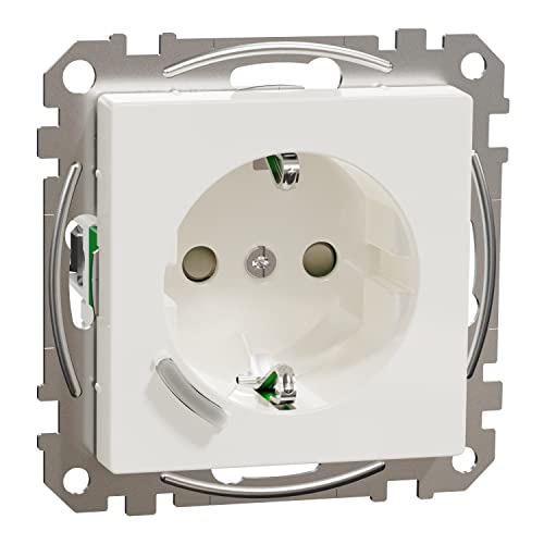 Schneider Electric - Wiser Connected Schuko Socket 16A TPB Polar White System M, Smart Socket, compatible con Amazon Alexa y Google Home, Smart Home WiFi Socket, MEG2380-0319