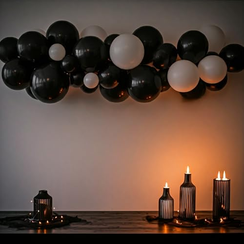Image of AMFIN (Pack of 45) Happy Halloween Party, Skeleton Ghost Foil Balloons - White, Black