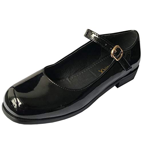 LUXMAX Womens Patent Leather Mary Jane Flats Square Toe Pumps2