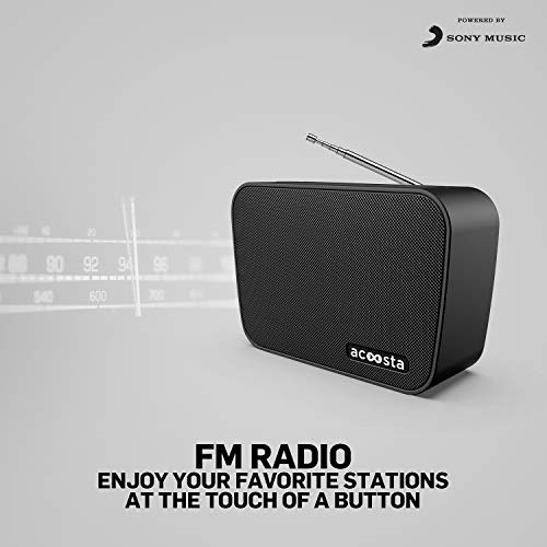 Image of ACOOSTA SUNO HITS - Powered by SONY MUSIC, 1000 Preloaded Songs - 7 stations & 250 artists, Portable Wireless Bluetooth Speaker with Mic, FM Radio, USB, Aux In, Aux Out, True Wireless Stereo - (Black)