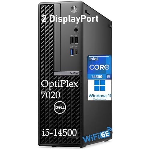 Dell OptiPlex 7020 Desktop Computer SFF, 7000 Small Dekstops PC, 16GB DDR5 RAM, 1TB PCIe SSD, 14th Gen Intel 14-Core i5-14500, WiFi6E, BT, 2 DisplayPort, HDMI, Type-C, Windows 11 Pro
