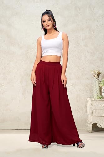 Image of Georgette Bonanza Soft Flared Palazzo (MID Waist)