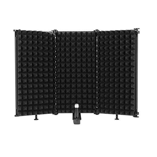 Microphone Isolation Shield - Professional Foldable Adjustable Mic Sound Absorbing Foam Isolator Panel for Any Condenser Microphone Recording Equipment