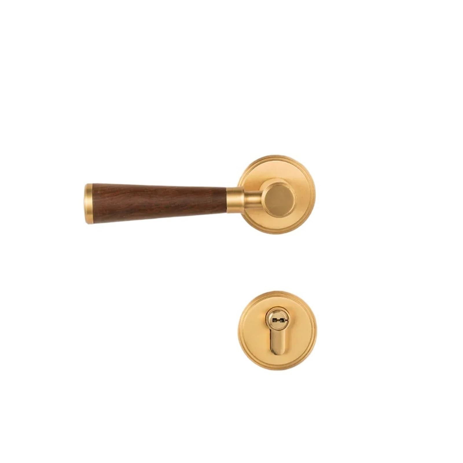 OPTEPYOE Brass Door Lock Walnut Handle Furniture(Dummy Lock)