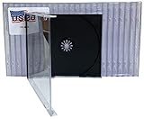 USDISC CD Jewel Cases Standard 10.4mm, Single 1 Disc, Black, Pack of 50