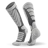 [AQshop] 靴下 スキー スノーボード アウトドア ソックス 冬用 厚手 吸汗速乾 保温 メンズ レディース (JP, アルファベット, L, グレー1足)